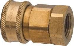 Parker - 1-1/4 Thread Brass Hydraulic Hose Valved Coupler - 350 psi, 120 GPM - All Tool & Supply