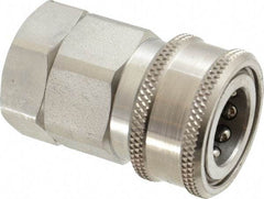 Parker - 1/2 Thread Stainless Steel Hydraulic Hose Valved Coupler - 3,750 psi, 30 GPM - All Tool & Supply