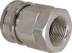 Parker - 1 Thread Stainless Steel Hydraulic Hose Valved Coupler - 2,000 psi, 80 GPM - All Tool & Supply