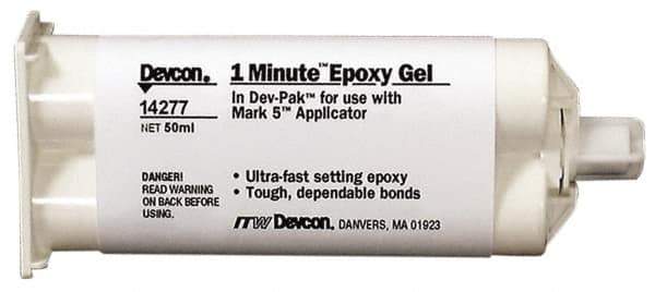 Devcon - 50 mL Cartridge Two Part Epoxy - 45 sec Working Time, 1,600 psi Shear Strength - All Tool & Supply