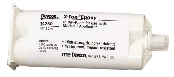 Devcon - 50 mL Cartridge Two Part Epoxy - 8 to 12 min Working Time, 2,250 psi Shear Strength - All Tool & Supply