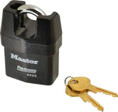 Master Lock - 3/4" Shackle Clearance, Keyed Different Padlock - 3/8" Shackle Width, 3/8" Shackle Diam, Laminated Steel - All Tool & Supply