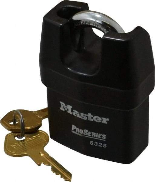 Master Lock - 3/4" Shackle Clearance, Keyed Alike Padlock - 3/8" Shackle Width, 3/8" Shackle Diam, Laminated Steel - All Tool & Supply