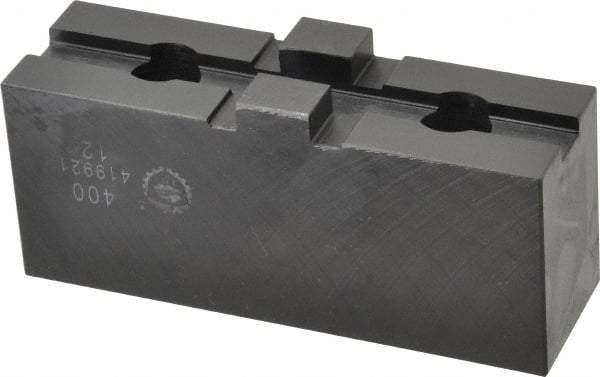 Bison - 15-3/4 to 16" Chuck Capacity, Tongue & Groove Attachment, Square Soft Lathe Chuck Jaw - 1 Jaw, Steel, 3" Btw Mount Hole Ctrs, 5-1/2" Long x 1-21/32" Wide x 1-5/8" High, 1/2" Groove - All Tool & Supply