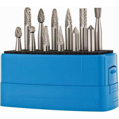 Made in USA - 12 Piece, 1/4" Shank Burr Set - Solid Carbide, Multiple Head Shape - All Tool & Supply