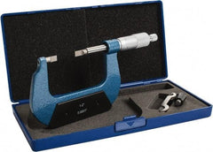 Value Collection - 1" to 2" Mechanical Enamel Coated Blade Micrometer - 0.0001" Graduation, 0.0276" Blade Thickness, Ratchet-Friction Thimble - All Tool & Supply