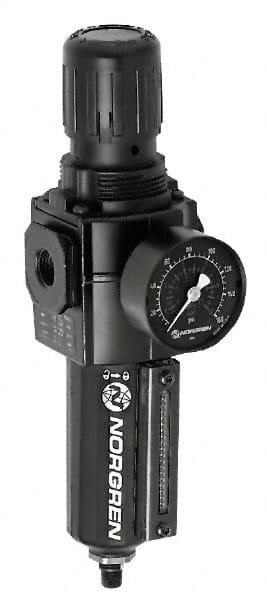 Norgren - 3/8 NPT Standard 1 Pc Filter/Regulator FRL Unit with Sight Glass & Pressure Gauge - Exact Industrial Supply