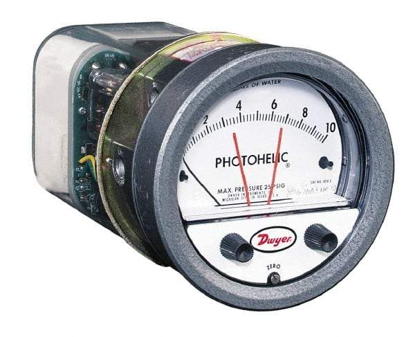 Dwyer - 25 Max psi, 2% Accuracy, NPT Thread Photohelic Pressure Switch - 1/8 Inch Thread, -1/2 to 1/2 Inch Water Column, 120°F Max - All Tool & Supply