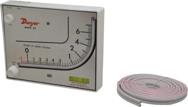 Dwyer - 15 Max psi, 3% Accuracy, Plastic Manometer - 15 Maximum PSI, 7 Inch Water Column, 140°F Max - All Tool & Supply