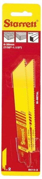 Starrett - 6" Long x 3/4" Thick, Bi-Metal Reciprocating Saw Blade - Straight Profile, 10 TPI, Toothed Edge, Universal Shank - All Tool & Supply