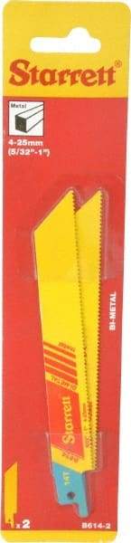 Starrett - 6" Long x 3/4" Thick, Bi-Metal Reciprocating Saw Blade - Straight Profile, 14 TPI, Toothed Edge, Universal Shank - All Tool & Supply