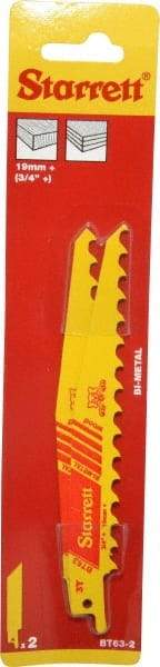 Starrett - 6" Long x 3/4" Thick, Bi-Metal Reciprocating Saw Blade - Tapered Profile, 3 TPI, Toothed Edge, Universal Shank - All Tool & Supply