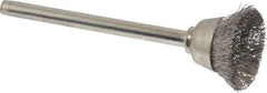 Anderson - 9/16" Diam, 1/8" Shank Diam, Stainless Steel Fill Cup Brush - 0.005 Wire Diam, 25,000 Max RPM - All Tool & Supply