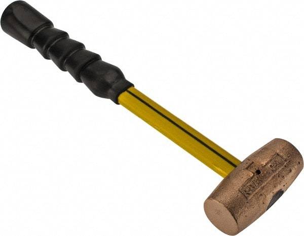 No-Mar - 3 Lb Head 1-1/2" Face Brass Hammer - Fiberglass Handle - All Tool & Supply