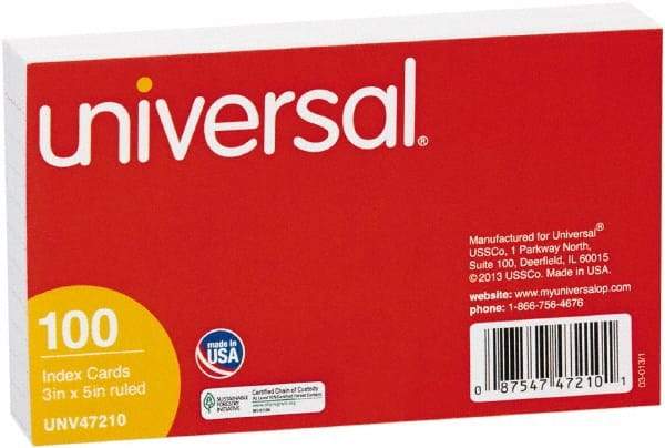 UNIVERSAL - 100 Index Cards - 3 x 5" - All Tool & Supply