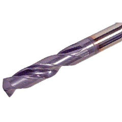 Iscar - 18.7mm 140° Spiral Flute Solid Carbide Screw Machine Drill Bit - TiAlN Finish, Right Hand Cut, 79mm Flute Length, 131mm OAL, Standard Point, Straight Shank - All Tool & Supply