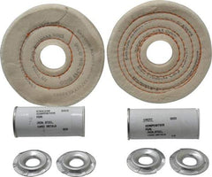 Dico - 4" Diam Cushion Sewn, Spiral Sewn Buffing Wheel Set - 1/2" Arbor Hole, Emery - All Tool & Supply