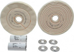 Dico - 6" Diam Cushion Sewn, Spiral Sewn Buffing Wheel Set - 1/2 - 1" Arbor Hole, Emery - All Tool & Supply