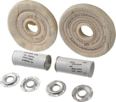 Dico - 4" Diam Cushion Sewn, Spiral Sewn Buffing Wheel Set - 1/2 - 1" Arbor Hole, Tripoli - All Tool & Supply