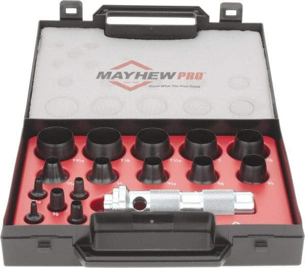 Mayhew - 16 Piece, 1/8 to 1-3/16", Hollow Punch Set - Comes in Plastic Case - All Tool & Supply