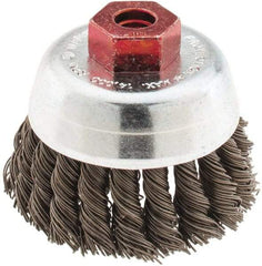 Anderson - 2-3/4" Diam, M10x1.50 Threaded Arbor, Steel Fill Cup Brush - 0.02 Wire Diam, 3/4" Trim Length, 14,000 Max RPM - All Tool & Supply