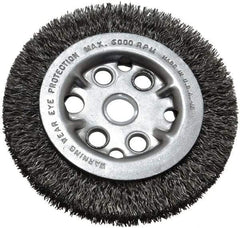 Anderson - 4-1/4" OD, 5/8" Arbor Hole, Crimped Steel Wheel Brush - 3/4" Face Width, 5/8" Trim Length, 0.014" Filament Diam, 6,000 RPM - All Tool & Supply