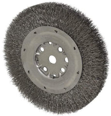 Anderson - 8" OD, 5/8" Arbor Hole, Crimped Steel Wheel Brush - 3/4" Face Width, 1-1/2" Trim Length, 0.0104" Filament Diam, 4,500 RPM - All Tool & Supply