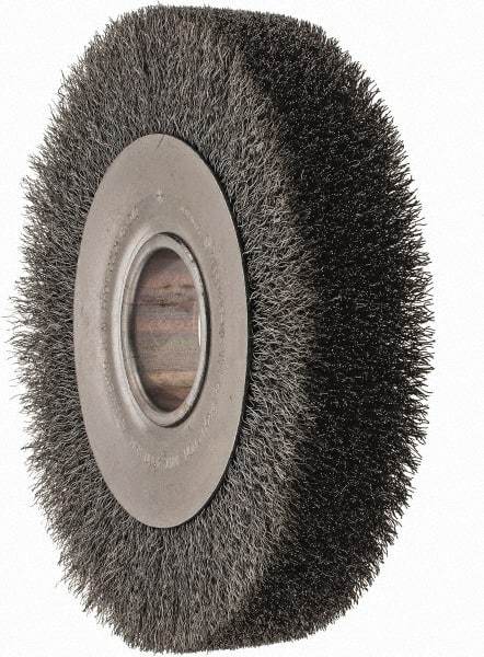 Anderson - 8" OD, 2" Arbor Hole, Crimped Steel Wheel Brush - 1-5/8" Face Width, 1-1/2" Trim Length, 0.01" Filament Diam, 4,500 RPM - All Tool & Supply