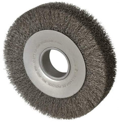 Anderson - 8" OD, 2" Arbor Hole, Crimped Steel Wheel Brush - 1-5/8" Face Width, 1-1/2" Trim Length, 0.014" Filament Diam, 4,500 RPM - All Tool & Supply