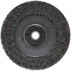 Anderson - 4" OD, 1/2" Arbor Hole, Crimped Steel Wheel Brush - 11/32" Face Width, 13/16" Trim Length, 0.0118" Filament Diam, 6,000 RPM - All Tool & Supply