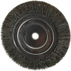 Anderson - 6" OD, 5/8" Arbor Hole, Crimped Steel Wheel Brush - 1/2" Face Width, 1-1/16" Trim Length, 0.008" Filament Diam, 6,000 RPM - All Tool & Supply