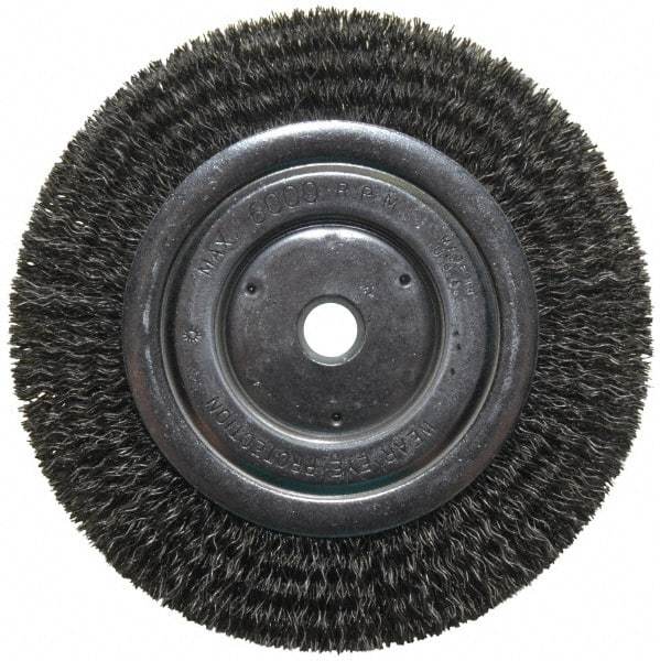 Anderson - 6" OD, 5/8" Arbor Hole, Crimped Steel Wheel Brush - 1/2" Face Width, 1-1/16" Trim Length, 0.014" Filament Diam, 6,000 RPM - All Tool & Supply