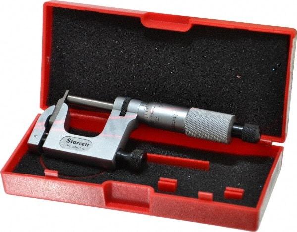 Starrett - 0 to 1 Inch Range, Carbide Face, Satin Chrome Coated, Mechanical Multi Anvil Micrometer - Ratchet Stop Thimble, 0.001 Inch Graduation, 0.0002 Inch Accuracy - All Tool & Supply