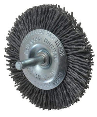 Dico - 3" OD, 1/4" Shank Diam, Crimped Nylon Wheel Brush - 3/8" Face Width - All Tool & Supply