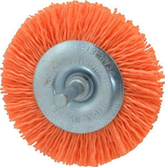 Dico - 3" OD, 1/4" Shank Diam, Crimped Nylon Wheel Brush - 3/8" Face Width - All Tool & Supply