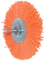 Dico - 4" OD, 1/4" Shank Diam, Crimped Nylon Wheel Brush - 3/8" Face Width - All Tool & Supply