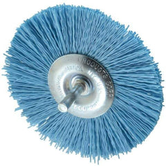 Dico - 4" OD, 1/4" Shank Diam, Crimped Nylon Wheel Brush - 3/8" Face Width - All Tool & Supply