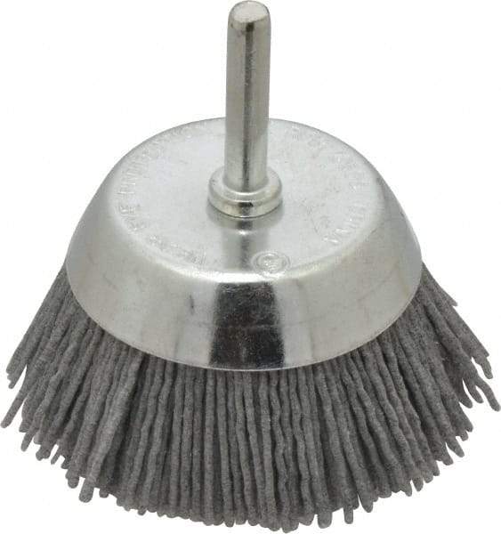 Dico - 2-1/2" Diam, 1/4" Shank Diam, Nylon Fill Cup Brush - Aluminum Oxide Abrasive Material, 0.05 Wire Diam - All Tool & Supply