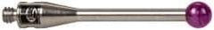 Renishaw - 0.1181 Inch Ball Diameter, Stainless Steel Stem, M2 Thread, Ruby Point Ball Tip CMM Stylus - 0.6693 Inch Working Length, 0.0591 Inch Stem Diameter, 0.7874 Inch Overall Length - All Tool & Supply