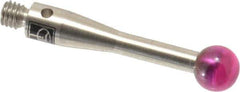 Renishaw - 0.1969 Inch Ball Diameter, Stainless Steel Stem, M3 Thread, Ruby Point Ball Tip CMM Stylus - 0.8268 Inch Working Length, 0.0984 Inch Stem Diameter, 0.8268 Inch Overall Length - All Tool & Supply