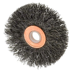 Anderson - 2-1/2" OD, 1/2" Arbor Hole, Crimped Steel Wheel Brush - 1/4" Face Width, 3/4" Trim Length, 0.0118" Filament Diam, 20,000 RPM - All Tool & Supply