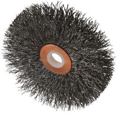 Anderson - 3" OD, 1/2" Arbor Hole, Crimped Steel Wheel Brush - 1/4" Face Width, 1" Trim Length, 0.0118" Filament Diam, 20,000 RPM - All Tool & Supply