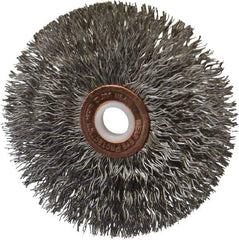 Anderson - 3" OD, 1/2" Arbor Hole, Crimped Stainless Steel Wheel Brush - 1/4" Face Width, 1" Trim Length, 0.014" Filament Diam, 20,000 RPM - All Tool & Supply