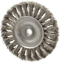 Anderson - 4" OD, 1/2" Arbor Hole, Knotted Stainless Steel Wheel Brush - 1/2" Face Width, 1" Trim Length, 0.014" Filament Diam, 20,000 RPM - All Tool & Supply