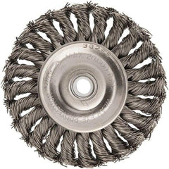 Anderson - 4" OD, 1/2" Arbor Hole, Knotted Stainless Steel Wheel Brush - 1/2" Face Width, 1" Trim Length, 0.02" Filament Diam, 20,000 RPM - All Tool & Supply