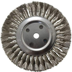 Anderson - 8" OD, 5/8" Arbor Hole, Knotted Stainless Steel Wheel Brush - 5/8" Face Width, 1-3/4" Trim Length, 0.012" Filament Diam, 6,000 RPM - All Tool & Supply