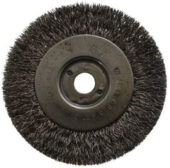 Anderson - 4" OD, 1/2" Arbor Hole, Crimped Stainless Steel Wheel Brush - 11/32" Face Width, 13/16" Trim Length, 0.0104" Filament Diam, 6,000 RPM - All Tool & Supply