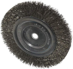 Anderson - 6" OD, 1/2" Arbor Hole, Crimped Stainless Steel Wheel Brush - 1/2" Face Width, 1-1/16" Trim Length, 0.0104" Filament Diam, 6,000 RPM - All Tool & Supply