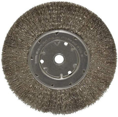 Anderson - 8" OD, 5/8" Arbor Hole, Crimped Stainless Steel Wheel Brush - 1/2" Face Width, 1-13/16" Trim Length, 0.0104" Filament Diam, 4,500 RPM - All Tool & Supply