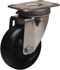 Hamilton - 3-1/2" Diam x 1-3/8" Wide x 4-7/8" OAH Top Plate Mount Swivel Caster - Polyolefin, 260 Lb Capacity, Plain Bore Bearing, 2-3/8 x 3-5/8" Plate - All Tool & Supply